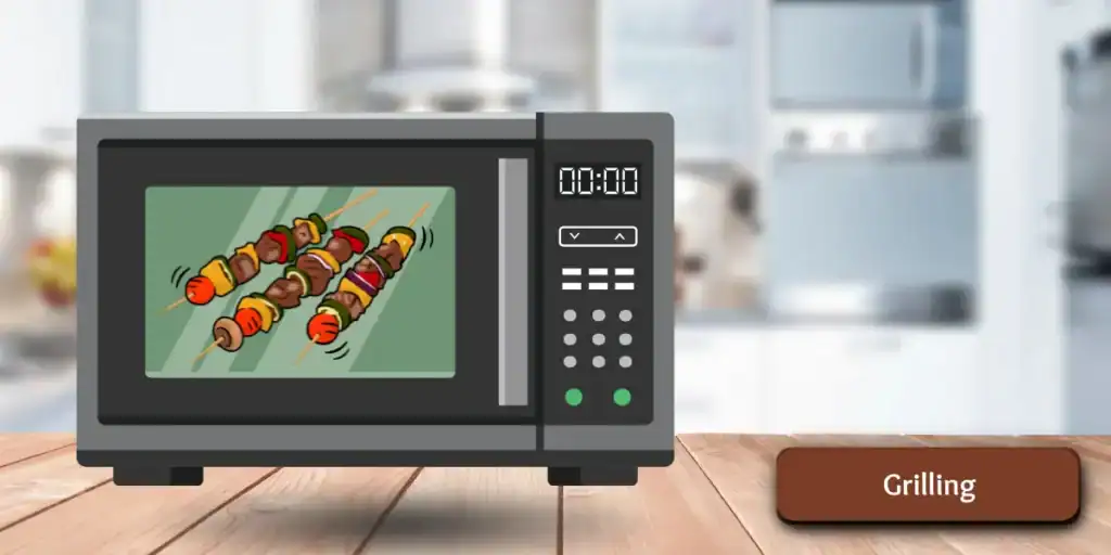 Grilling food in a convection microwave oven.