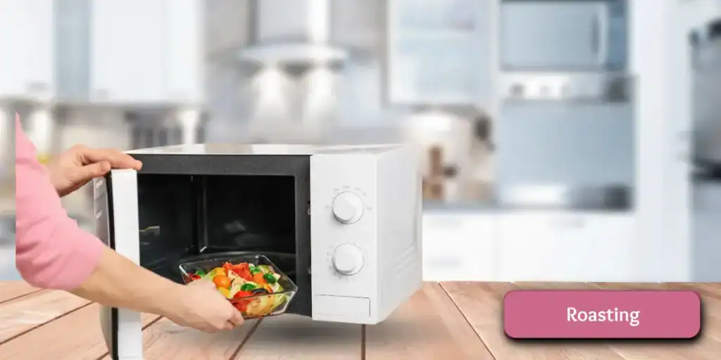 Roasting vegetables in a convection microwave oven.