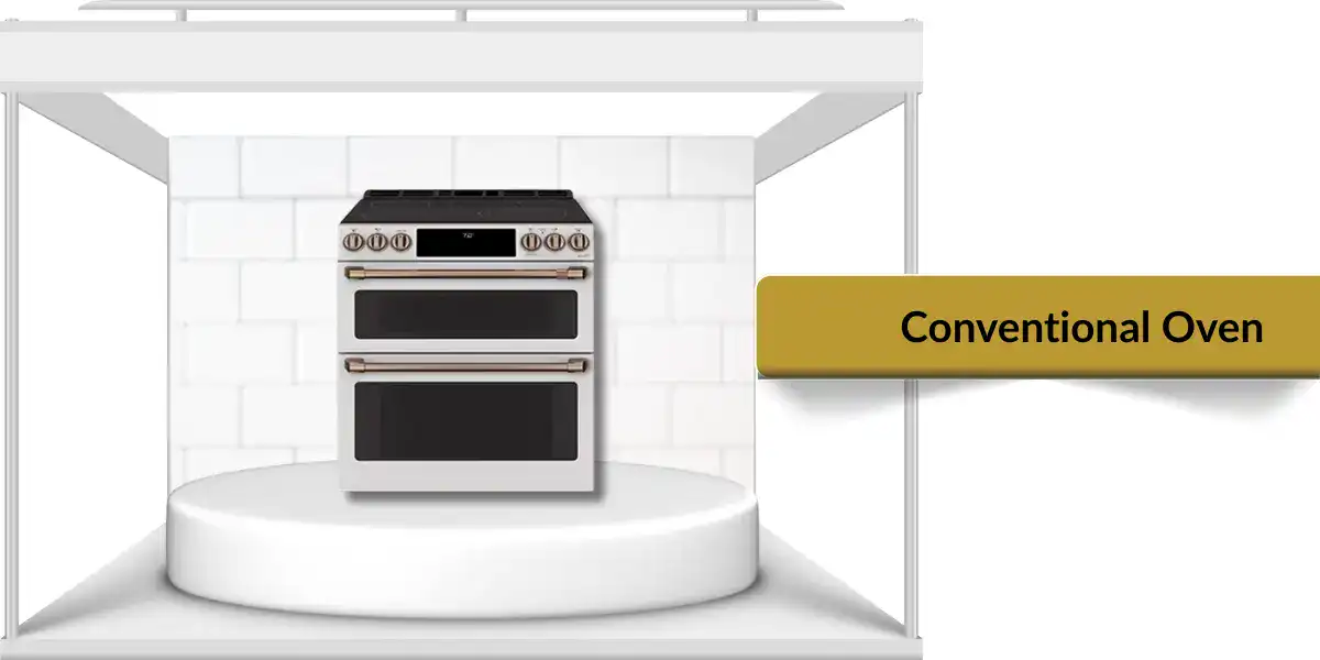 Conventional oven for baking cakes, bread, and everyday meals