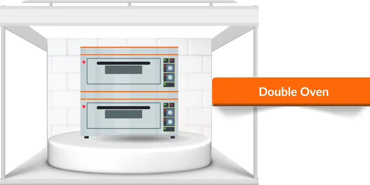Double oven with stacked compartments for multitasking cooking