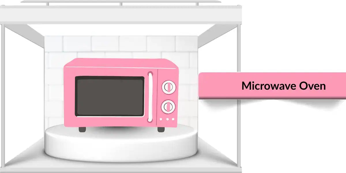 Pink microwave oven for reheating and quick cooking