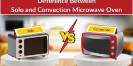 Comparison image showing Solo Microwave vs Convection Microwave with labels and a 'VS' graphic.