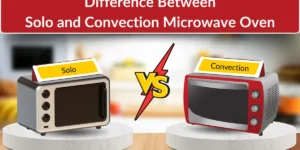 Comparison image showing Solo Microwave vs Convection Microwave with labels and a 'VS' graphic.