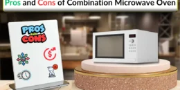 Feature image showing a combination microwave oven with icons representing pros and cons.