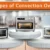 Types of convection ovens shown on podium stands, including toaster, countertop, and microwave convection models.