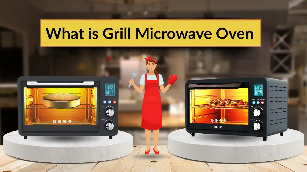 Grill microwave ovens showcasing different models with advanced cooking features.